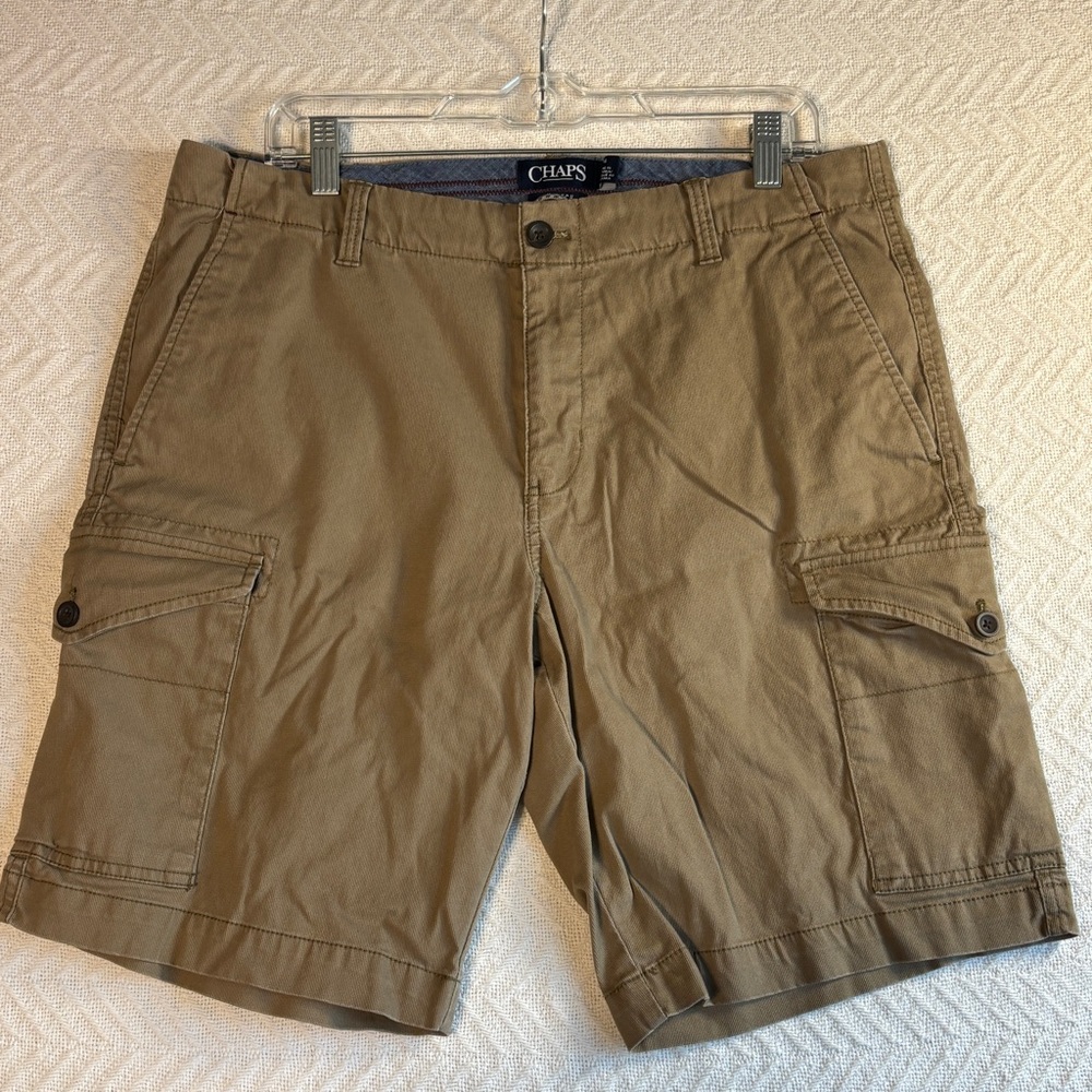 Chaps Men's Tan Brown Cargo Stretch Shorts Size 34